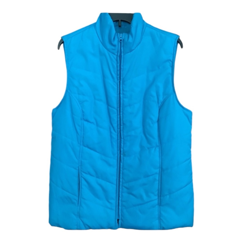 Kim Rogers Quilted Vest - Aqua Blue Lightweight Zip Front